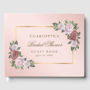 Blush Pink Gold Floral Fête des mariées Livre d'in