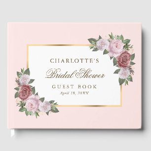 Blush Pink Gold Floral Fête des mariées Livre d'in