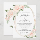 Blush Pink Gold Floral Greenery Wedding Kaart (Voorkant / Achterkant)