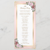 Blush Pink Gold Floral Wedding Programma (Achterkant)