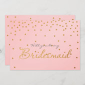 Blush Pink Gold Foil Confetti Stippen BRIDESMAID K Kaart (Voorkant / Achterkant)