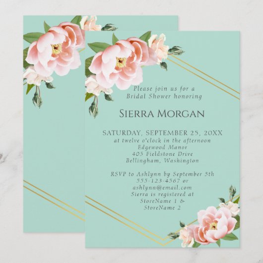 Blush Pink Gold Geometric Mint Green Vrijgezellenf Kaart (Voorkant / Achterkant)