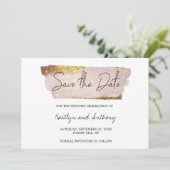 Blush Pink & Gold Glam Script Save The Date (Staand voorkant)