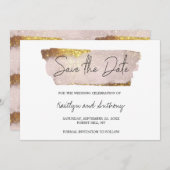 Blush Pink & Gold Glam Script Save The Date (Voorkant / Achterkant)