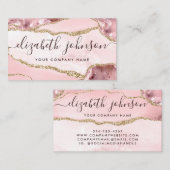 Blush Pink Gold Glitter Agate Marble Girly Script Visitekaartje (Voorkant / Achterkant)