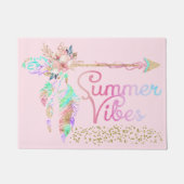 Blush Pink Gold Glitter Boho Feather Summer Vibes Deurmat (Voorkant)