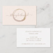 Blush Pink Gold Glitter Circle Logo Moderne Visitekaartje (Voorkant / Achterkant)