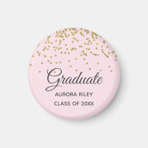 Blush Pink Gold Glitter Confetti Afstuderen Favor Magneet