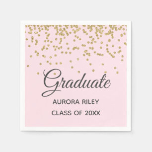 Blush Pink Gold Glitter Confetti Afstuderen Favor Servet