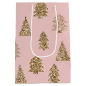 Blush Pink Gold Glitter Glam Kerstbomen Medium Cadeauzakje (Achterkant)