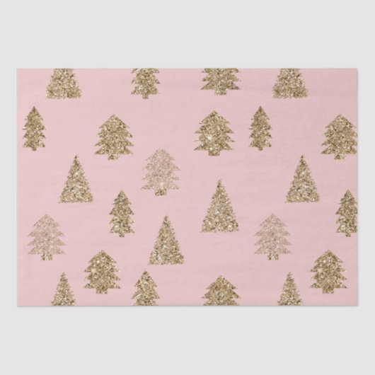 Blush Pink Gold Glitter Glam Kerstbomen Tissuepapier (Voorkant)