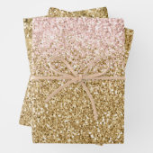 Blush Pink Gold Glitter Glitz Inpakpapier Vel (In situ)