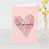 Blush Pink Gold Glitter Glitzy Heart Kaart (Gele Bloem)