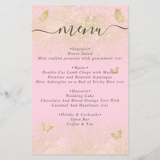 Blush Pink Gold Glitter Gown Quinceanera Zitmenu (Achterkant)