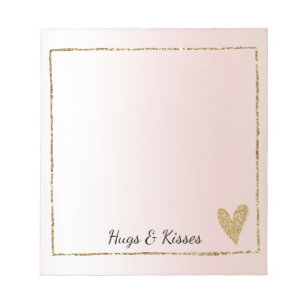 Blush Pink Gold Glitter Hart Notitieblok