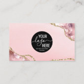 Blush Pink Gold Glitter Logo Photo Agate Monogram Visitekaartje (Achterkant)