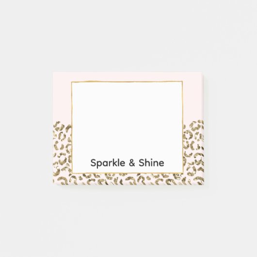 Blush Pink Gold Glitter Luipaard Post-it® Notes (Voorkant)