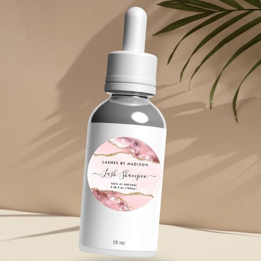 Blush Pink Gold Glitter Marmeren Agaat Product Lab Ronde Sticker