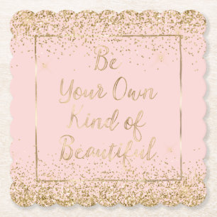 Blush Pink Gold Glitter Mooie Quote Kartonnen Onderzetters