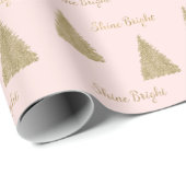 Blush Pink Gold Glitter Shine-kerstbomen      Cadeaupapier (Rol Hoek)