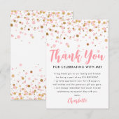 Blush Pink Gold Glitter Sparkle Confetti Verjaarda Bedankkaart (Voorkant / Achterkant)