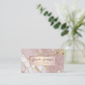 Blush Pink Gold Glitter Stijlvolle Marmeren QR-cod Visitekaartje (Staand voorkant)