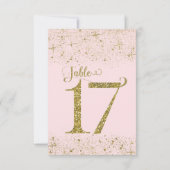 Blush Pink Gold Glitter Table Numbers Number 17 Kaart (Achterkant)