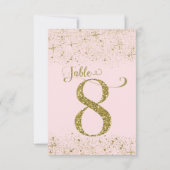 Blush Pink Gold Glitter Table Numbers Number 8 Kaart (Achterkant)