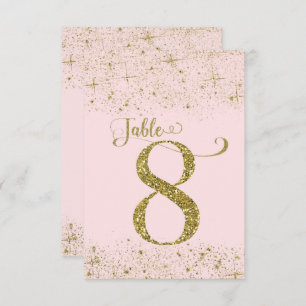 Blush Pink Gold Glitter Table Numbers Number 8 Kaart