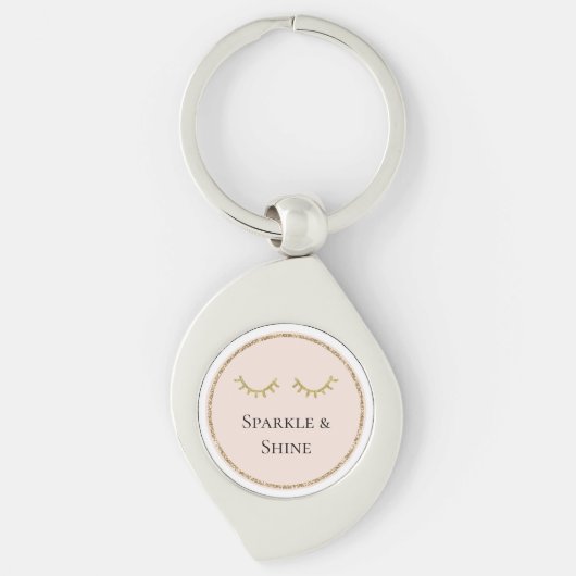 Blush Pink Gold Glitter Wimpers Sparkle Sleutelhanger (Voorkant)