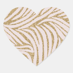 Blush Pink Gold Glitter Zebra Hart Sticker