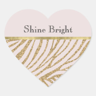 Blush Pink Gold Glitter Zebra Hart Sticker
