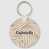 Blush Pink Gold Glitter Zebra Sleutelhanger (Voorkant)