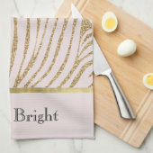 Blush Pink Gold Glitter Zebra Theedoek (Quarter Fold)