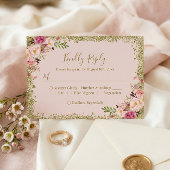 Blush Pink Gold Glitters Floral RSVP Antwoord