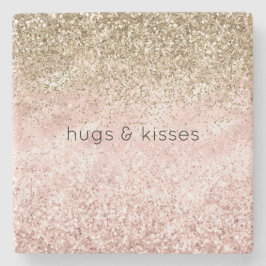 Blush Pink Gold Glitz Glitter Sparkle Stenen Onderzetter