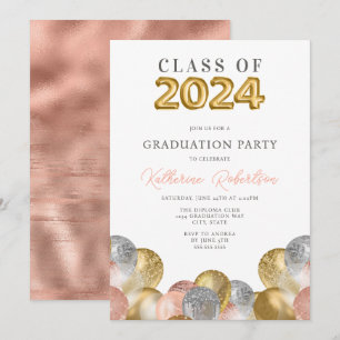 Blush Pink Gold Graduation Party Kaart