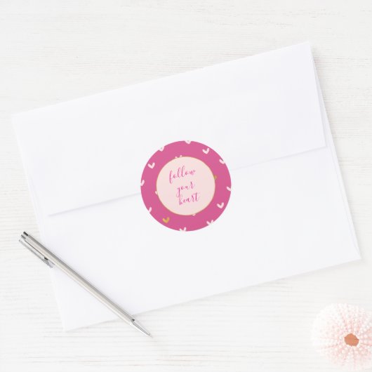 Blush & Pink Gold Hearts Ronde Sticker (Envelop)
