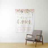 Blush Pink Gold Het Een Meisje Baby shower Banner Wandkleed (In situ)
