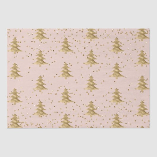 Blush Pink Gold kerstboomstripes Sparkle Tissuepapier (Voorkant)
