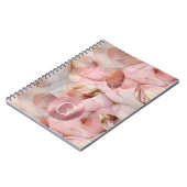 Blush Pink Gold Leaves Monogram Notitieboek (Linkerzijde)