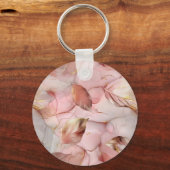 Blush Pink Gold Leaves Monogram Sleutelhanger (Achterkant)