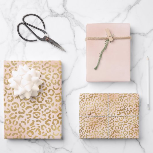 Blush Pink Gold Leopard Print Inpakpapier Vel (Voorkant)