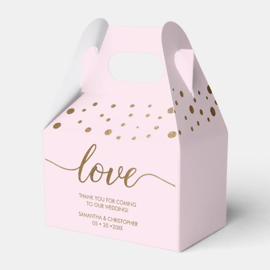 Blush Pink Gold Love Script gepersonaliseerde brui Bedankdoosjes (Achterkant)