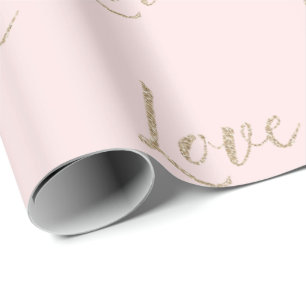 Blush Pink Gold Luxe Glitter Love   Cadeaupapier