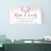 Blush Pink Gold Marble Rustic Floral Antlers Chic Spandoek (Beurs)
