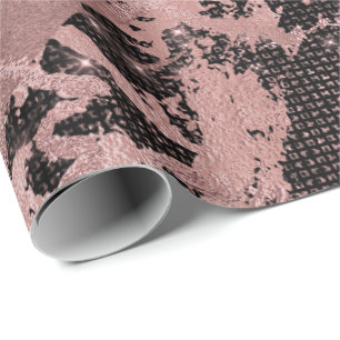 Blush Pink Gold Marble Sparkly Glam Urban Black Cadeaupapier