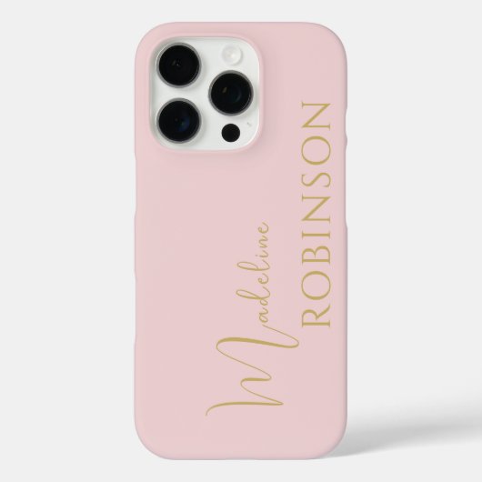 Blush Pink Gold Minimalist Chic Script Monogram Case-Mate iPhone Case (Achterkant)