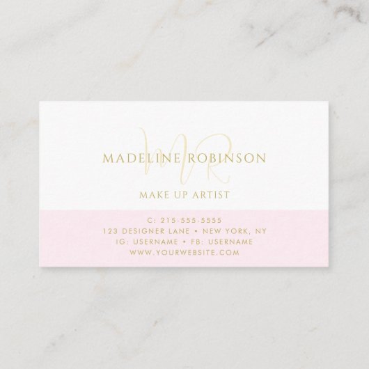 Blush Pink Gold Minimalist Elegant Script Visitekaartje (Achterkant)