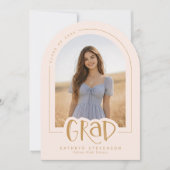 Blush Pink Gold Modern 5 Photo Grad Announcement Kaart (Voorkant)